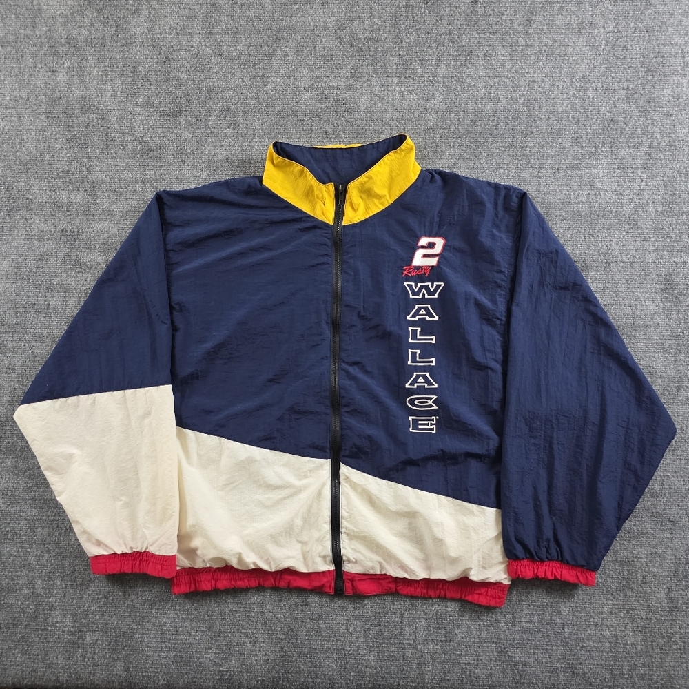 CHASE AUTHENTICS Rusty Wallace Nylon NASCAR Windbreaker Navy XL